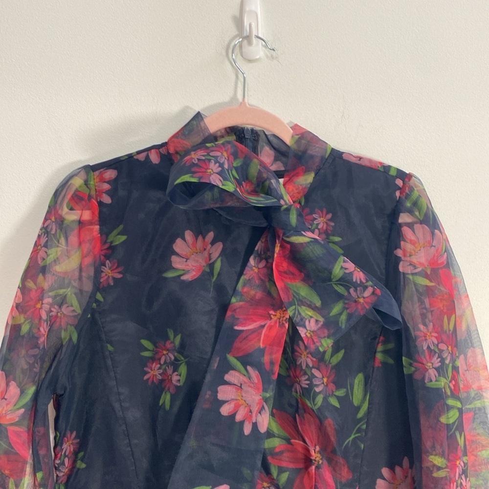 Rachel Parcell Floral Tie Neck Dress 14 - Picture 3 of 10